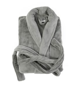 Cotton Bolls Textiles Luxury Plush Microfiber Bath Robe For Women & Men (XL, GREY) Shawl Collar Style Bathrobe With Long Sleeves Super Soft Highly Absorbent Fabric - Image 2