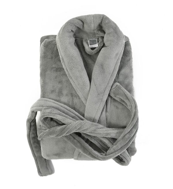 Cotton Bolls Textiles Luxury Plush Microfiber Bath Robe For Women & Men (XL, GREY) Shawl Collar Style Bathrobe With Long Sleeves Super Soft Highly Absorbent Fabric - Image 2