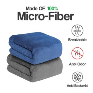 UrbanLeaf Microfiber Large Bath Towel | Quick Dry Super Absorbent - Bath Towel for Men and Women | Grey & Navy Blue | Towel for Bath, Travel, Gym, Beach, Pool, and Yoga (70 X 140 CMs) - Image 3