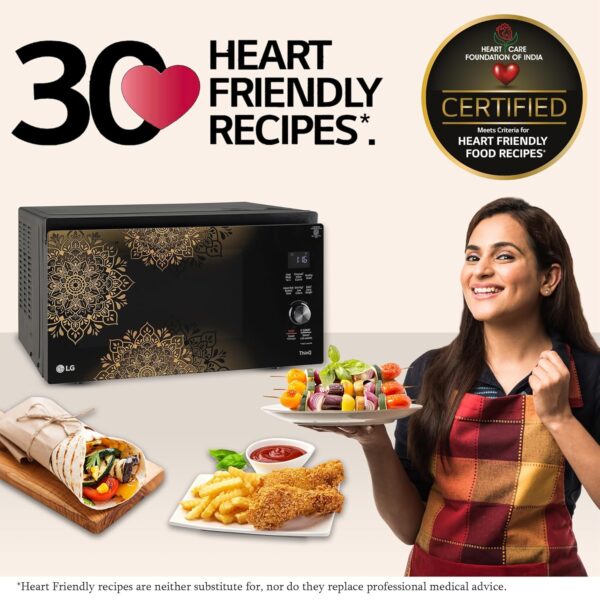 LG 32 L Scan to Cook Wi-Fi Enabled Charcoal Convection Healthy Microwave Oven (MJEN326UIW, Black - Regal Pattern, Heart Friendly Recipes, Pasteurized Milk, Ghee, Diet Fry & 360° Motorised Rotisserie) - Image 9