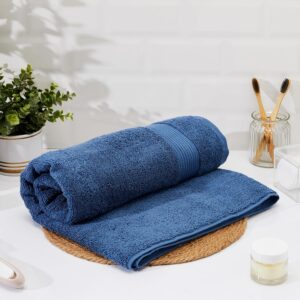 Amazon Brand - Solimo - Cotton Bath Towel | 500 GSM | Fade Resistant | Dark Blue - Image 2