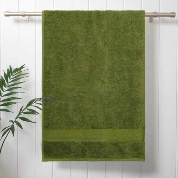 Trident 100% Cotton Towels for Bath | Towels for Bath Large Size | Trident Bath Towel - Soft & Absorbent | 450 GSM | 1 Piece Bath Towel for Men/Women | Urban Comfort | 70 cms x 140 cms - Olive - Image 3