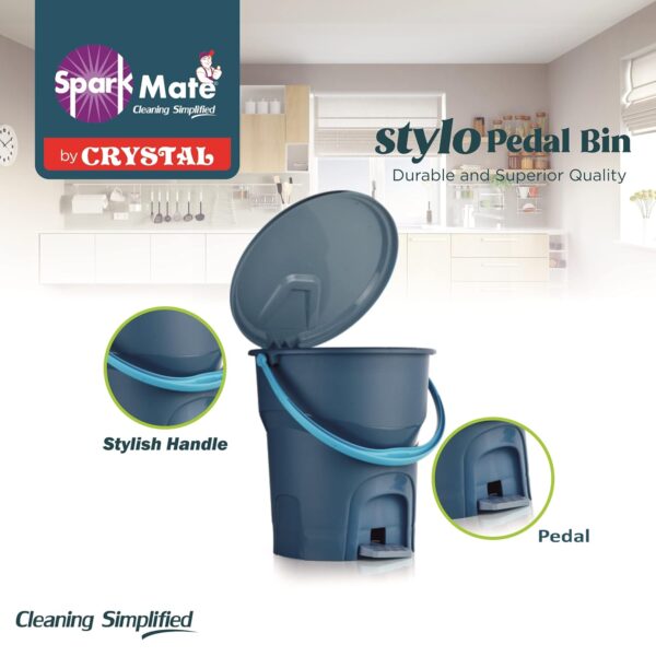 Sparkmate By Crystal Stylo Pedal Bin 12 Litre, Plastic, Assorted - Image 4