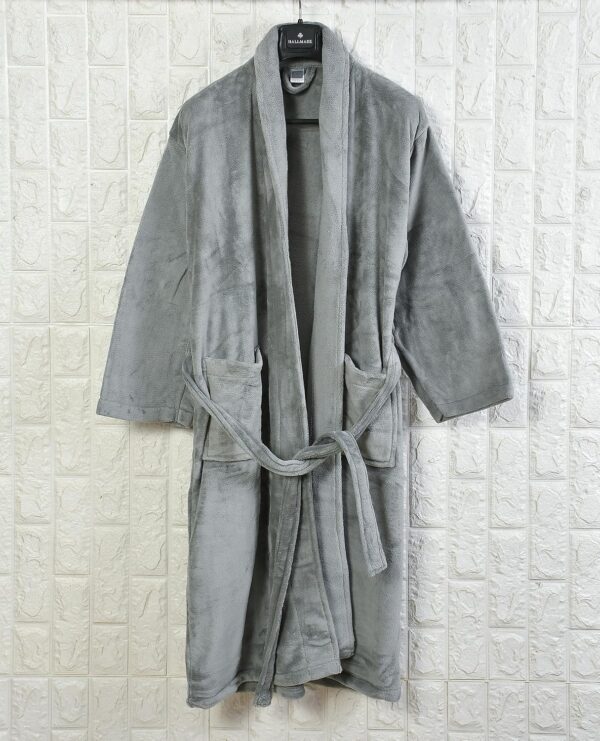 Cotton Bolls Textiles Luxury Plush Microfiber Bath Robe For Women & Men (XL, GREY) Shawl Collar Style Bathrobe With Long Sleeves Super Soft Highly Absorbent Fabric - Image 3