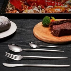 WE-CEF 24 pcs Flatware Set, Silver Silverware... - Image 7