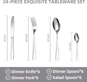 24-Piece Stainless Steel Cutlery Set, Mirror ... - Image 3