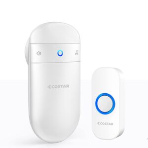 Costar Wireless Door Bell Kits Chime For Home Office With LED Light 300 Meter 1000 Feet Operating Range 32 Ringtones 5 Levels Volume,1 Receiver&1 Push Button Ip44 Waterproof(Pebble T300-M508) - Image 2