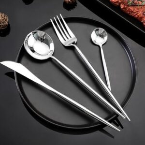 WE-CEF 24 pcs Flatware Set, Silver Silverware... - Image 4