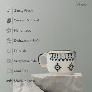Classyo Ceramic Tea Cup Set of 6 for Tea, Mic... - Image 4