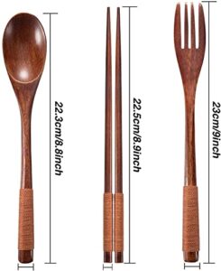 Iktu 3Pcs Reusable Bamboo Wooden Cutlery Set ... - Image 4