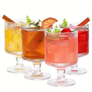 Forestamart Vintage Vertical Striped Wine Gla... - Image 2