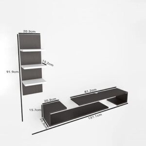 ESTANTERIA White Stack Engineered Wood TV Entertainment Wall Unit (Standard, Wenge & White) - Image 3