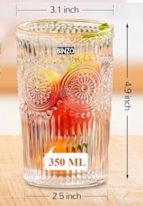 BINZO Drinking Glasses, Clear, Set of 6, 350 ... - Image 3