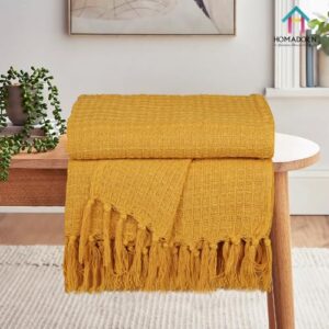 HOMADORN Waffle 100% Cotton Throw Blanket | T... - Image 4