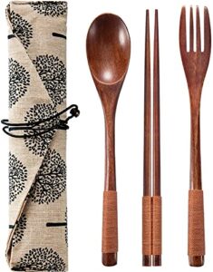 Iktu 3Pcs Reusable Bamboo Wooden Cutlery Set ... - Image 2