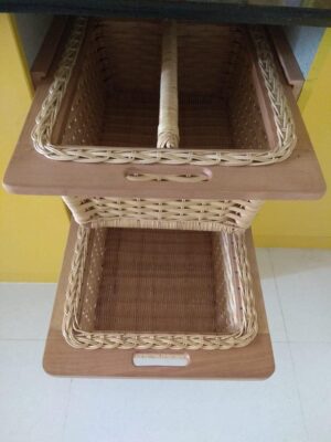 AKWAY Beechwood Wicker Basket With Partition ... - Image 3