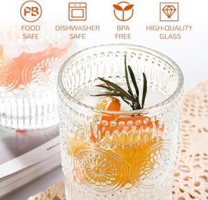 BINZO Drinking Glasses, Clear, Set of 6, 350 ... - Image 7