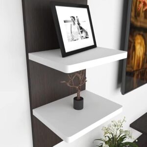 ESTANTERIA White Stack Engineered Wood TV Entertainment Wall Unit (Standard, Wenge & White) - Image 5