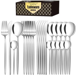 WE-CEF 24 pcs Flatware Set, Silver Silverware... - Image 2