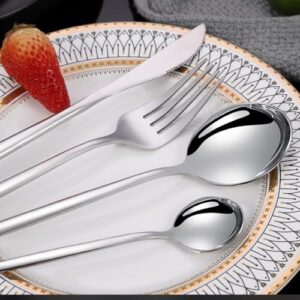 WE-CEF 24 pcs Flatware Set, Silver Silverware... - Image 9