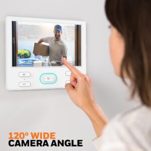 "Smart doorbell camera mounted at the front door capturing a delivery person"