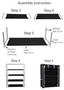 Ebee Black 4 Shelves Collapsible Shoe Rack - Image 3