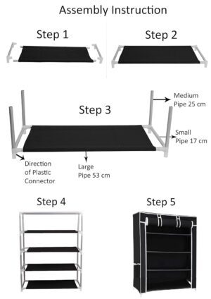 Ebee Black 4 Shelves Collapsible Shoe Rack - Image 3