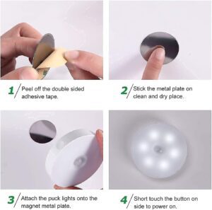 Bitnex Motion Sensor Light for Home (Pack of 2) with USB Charging Wireless Self Adhesive LED Body Induction Lamp Sensor Light for Wardrobe Lights with Sensor Night Light for Cupboard Stairs (White) - Image 4