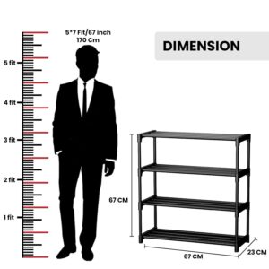 OPTIFINE 4 Tier Shoe Rack with Shelf, Folding... - Image 4