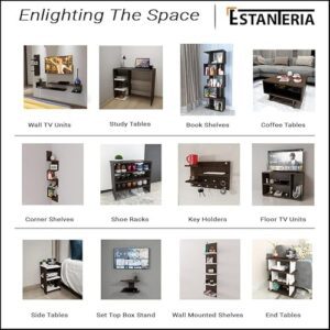 ESTANTERIA White Stack Engineered Wood TV Entertainment Wall Unit (Standard, Wenge & White) - Image 8