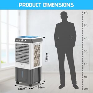 Power Guard Ice Max 85L Air Cooler with High Speed Fan | Honey Comb Pad | Biggest Ice Chamber | Tougned Glass Top | Fountain Technology | Works on Inverter | 15 Years Warranty (Grey White) - Image 9