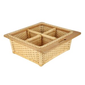 AKWAY Wicker Basket With Double Partition For... - Image 2
