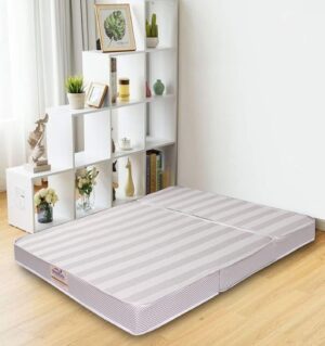 Space-saving foldable bed with comfortable mattress
