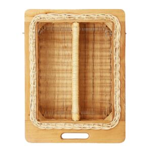 AKWAY Beechwood Wicker Basket With Partition ... - Image 2