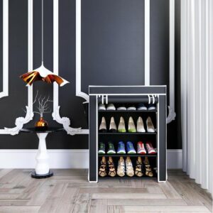 Ebee Black 4 Shelves Collapsible Shoe Rack - Image 7