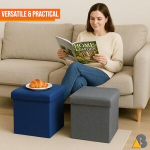 ABTRIX WITH AB Set of 2 Folding Storage Ottom... - Image 8