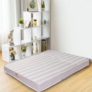 Space-saving foldable bed with comfortable mattress